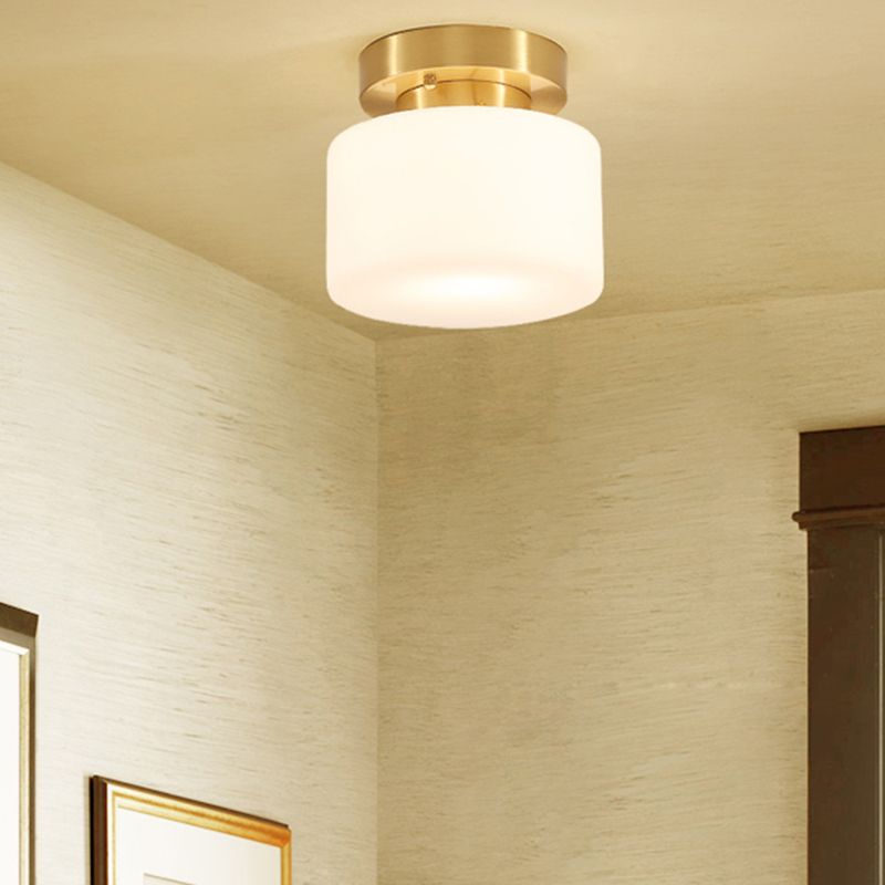 Glass Shaded Close to Ceiling Lighting Fixture Minimalist Ceiling Mount Lamp