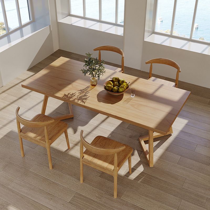 Pine Wood Dining Table Modern Rectangle Dining Table with Sled Base