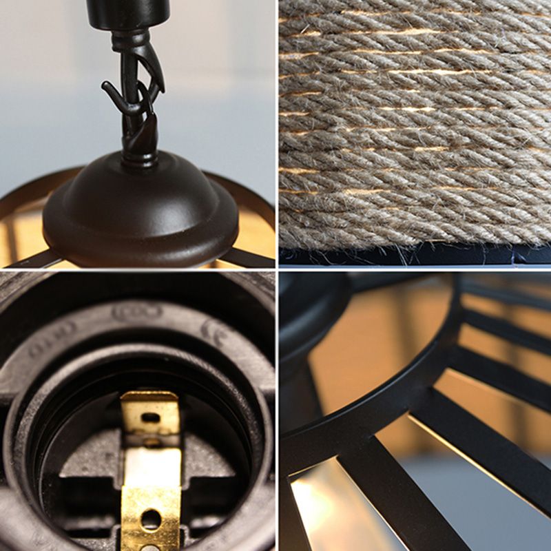 Touw beige plafond hanger lichte drum industriële stijl commerciële hangerverlichting