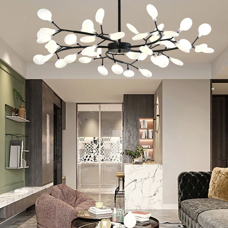 Modern Simple Fireflies Ceiling Chandelier Metal Suspension Light for Bedroom