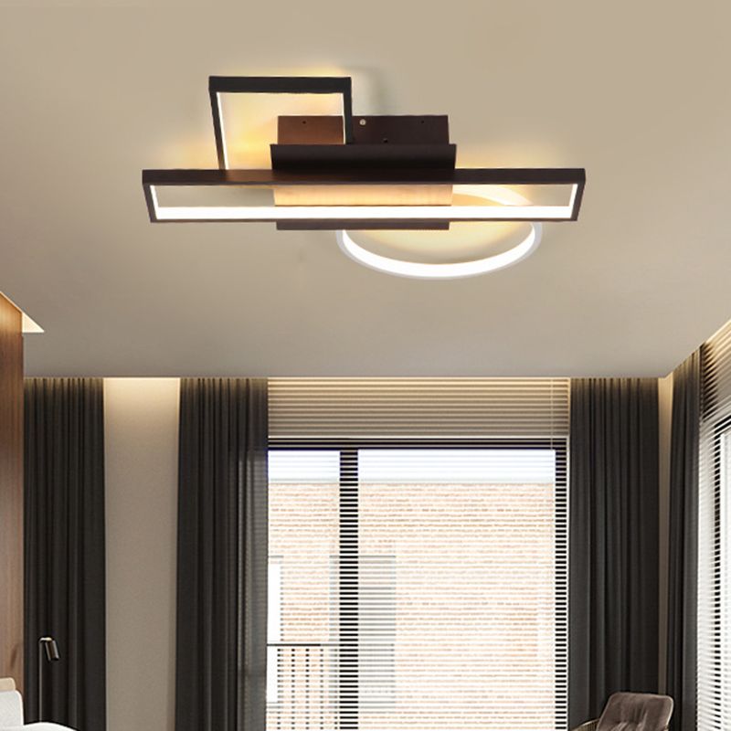 Rechthoek Flush Mount Modern Acryl 23.5 "/31.5" /39 " Wide LED Black Ceiling Mounted Fixture voor Slaapkamer