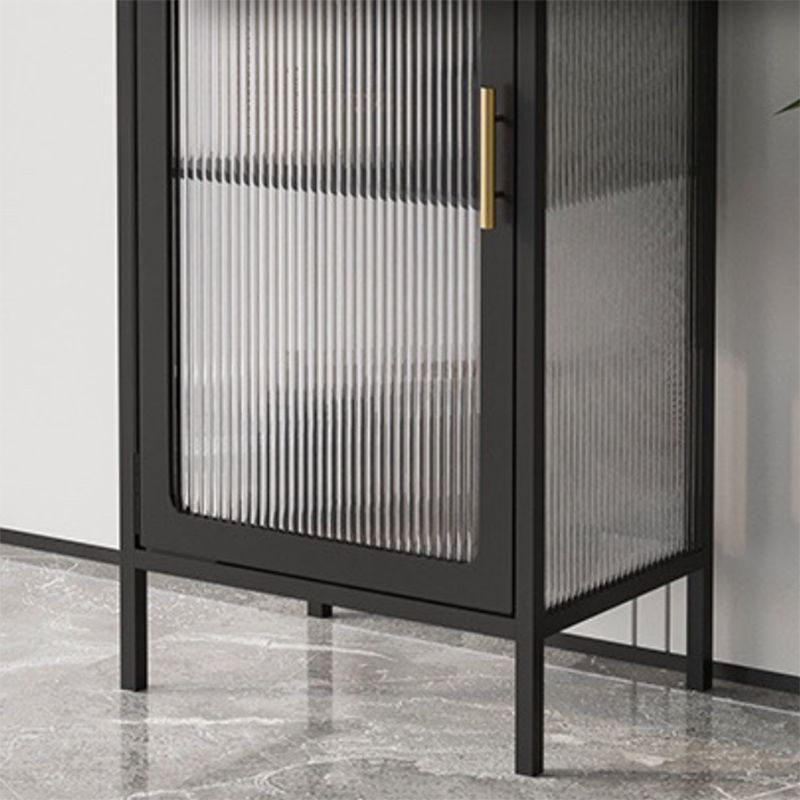 Contemporary Curio Cabinet Metal Glass Doors Display Stand with Drawers