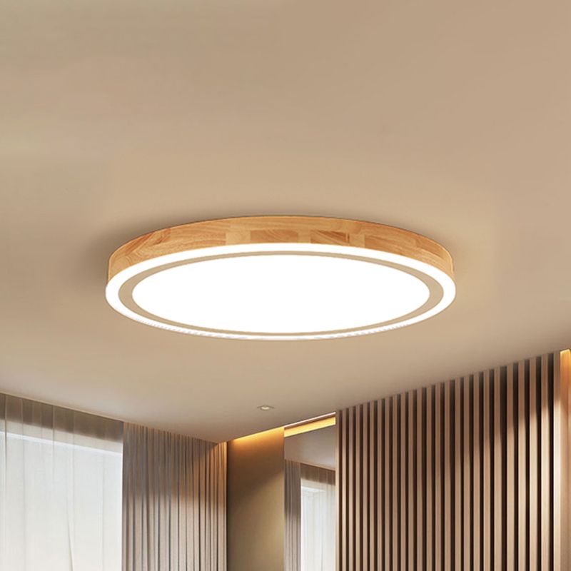 Kit de plafonnier LED en bois naturel, éclairage rond Super fin de 12/15 pouces de diamètre, de Style nordique, pour chambre à coucher