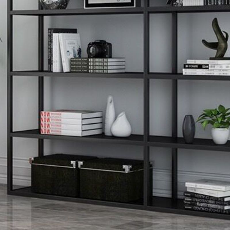 Contemporary Metal Bookcase Open Back Black Etagere Bookshelf