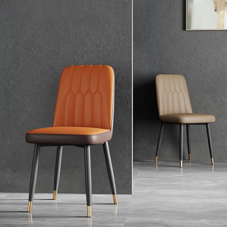 Silla de comedor de metal de estilo escandinavo, silla con respaldo sólido sin brazos