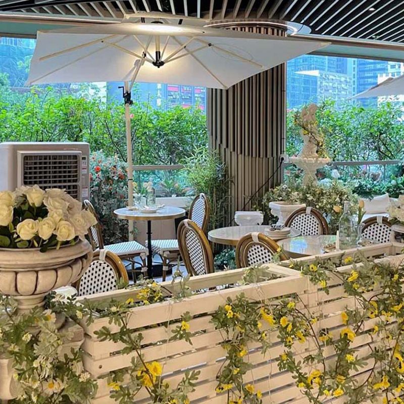 Tropical High Backrest Outdoors Dining Chairs with Rattan Dining Armchair