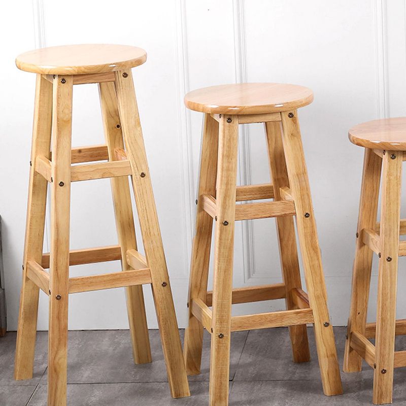 Modern Armless Backless Counter Stool Wood Cafe Bar Stool with Seat and Pedal