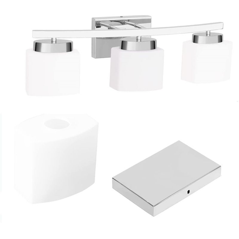 American Metal Wall Sconce Rectangle Shape Vanity Lamp with Glass Shade for Bathroom