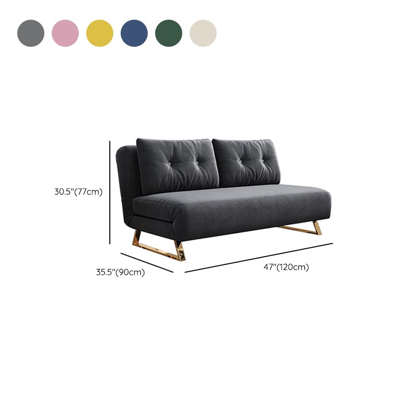 Cushion Back Futon Sofa Bed Pillow Included Sleeper Sofa with Gold Leg