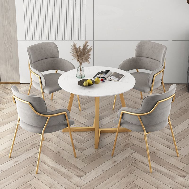 Traditional Faux Marble Top Dining Set with Gold Metallic Legs for Dining Furniture