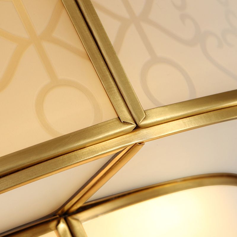 Vintage 2 Layers Flush Mount Lighting Frost Glass Flush Mount Ceiling Light in Gold for Living Room