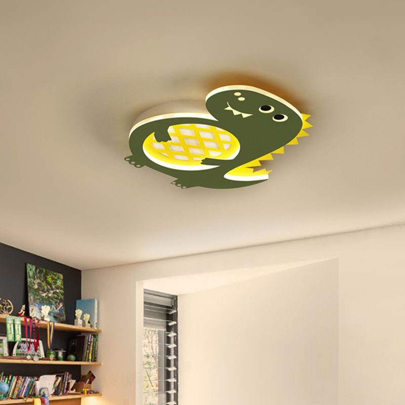Metal Round Shade Flush Ceiling Light Kid Style 1-Light Flush Mount Fixture