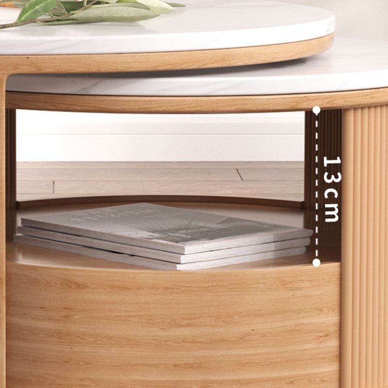 Round Coffee Table Frame Nesting Coffee Table Set with Storage Shelf