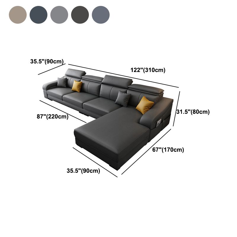 Linen and Faux Leather Reversible Modular L-Shape Furniture Sectionals