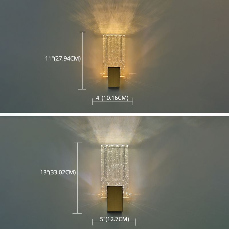 Bobble Crystal Rectangular LED SCONCE Postmodern Brass Wall Lighting per camera da letto