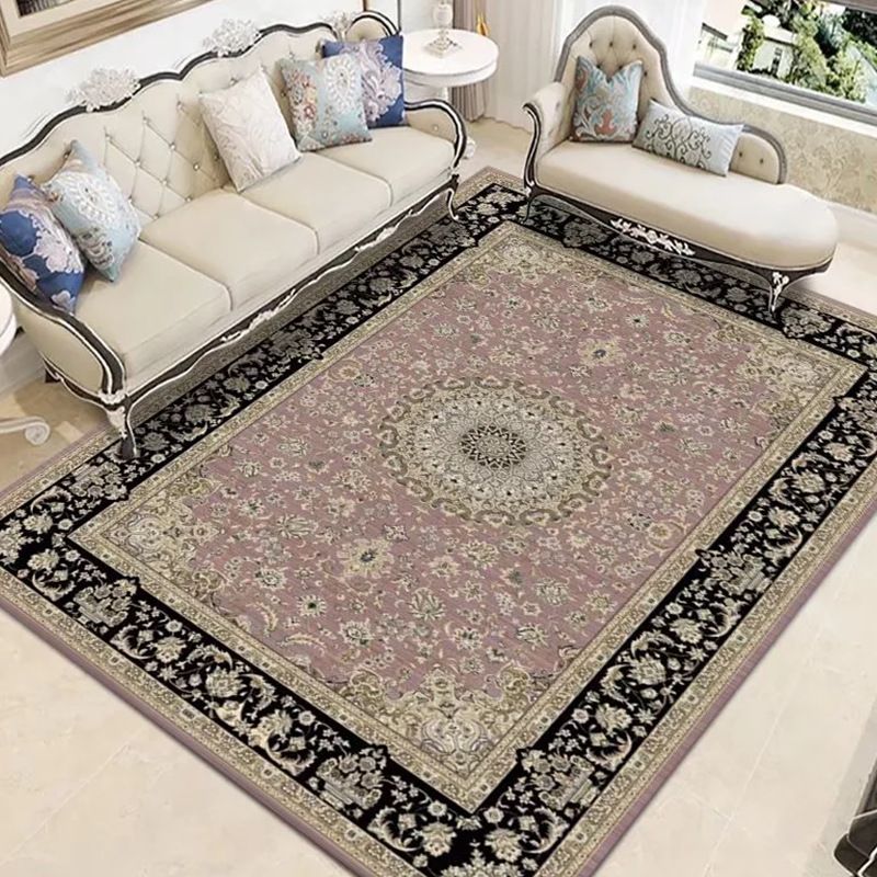 Multicolor Area Rug Polyester Floral Printed Carpet Stain Resistant Carpet for Home Decor