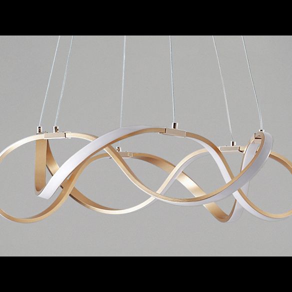 Metal Twisting Pendant Lighting Fixture Simplicity LED Gold Chandelier Lamp for Dinning Room