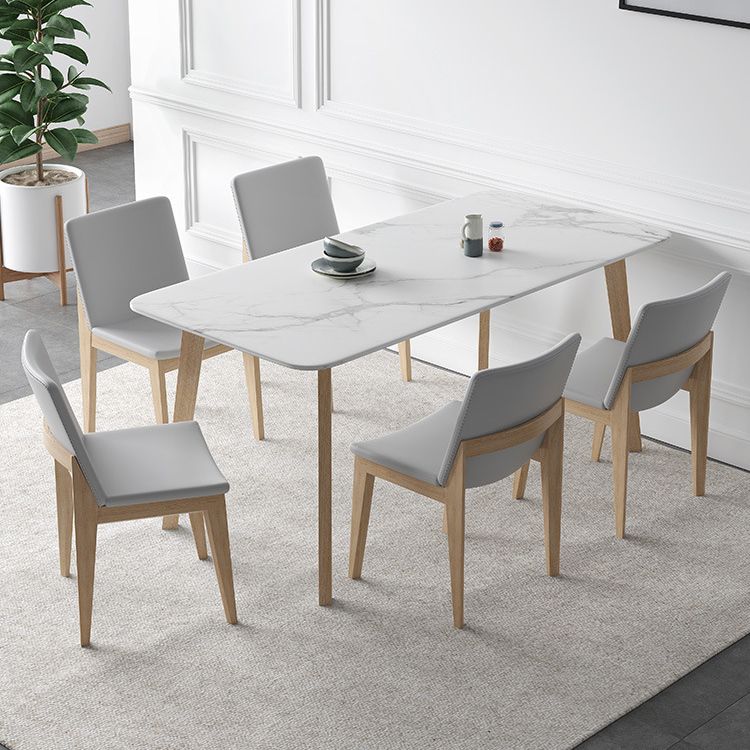 Modern Sintered Stone Top Dining Set Rectangle 1/2/5/6/7 Pieces Dining Table with Chairs