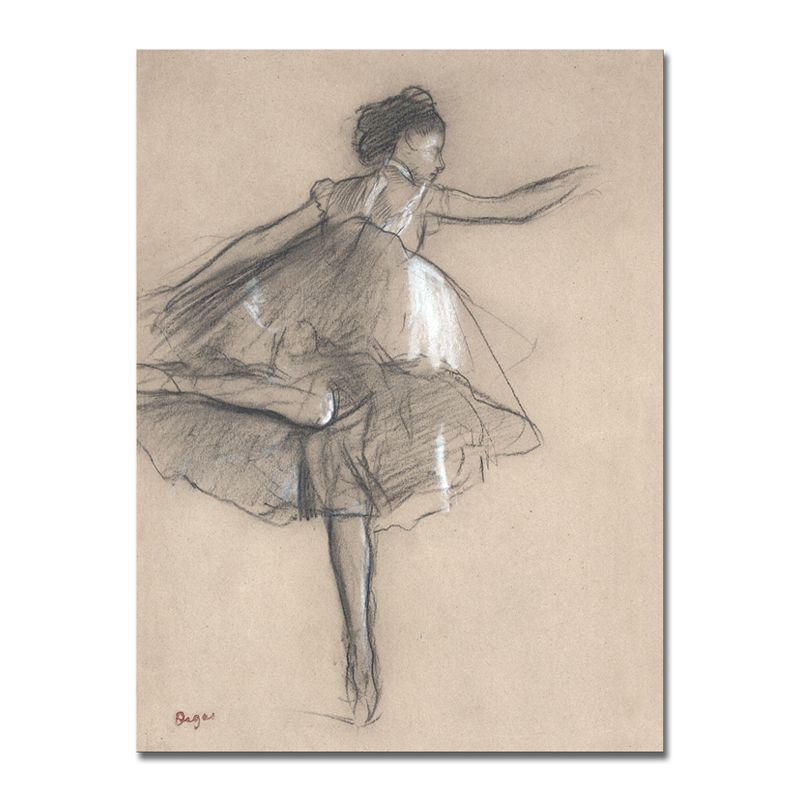Gray Dancing Girl Painting Textured Wall Art Print for Guest Room, Multiple Sizes