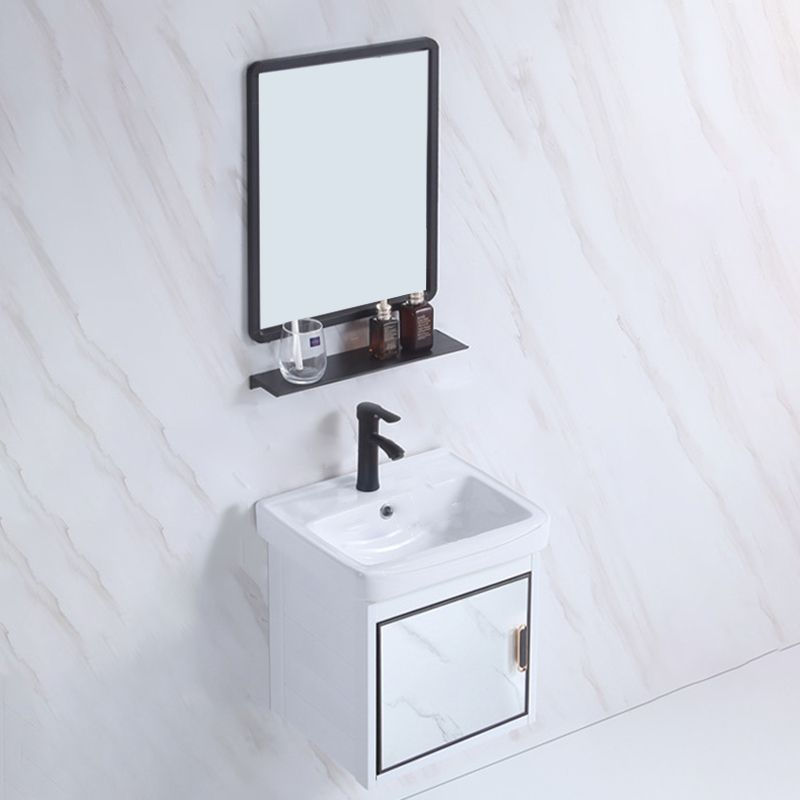 Rectangle Bathroom Vanity Glam Wall Mount Single Sink Mirror Bathroom Vanity Set