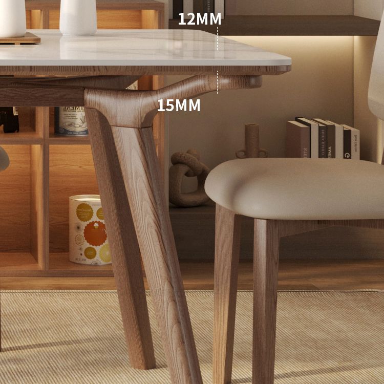 5/7 Piece Rectangle Shape Stone and Solid Wood Dining Table Set