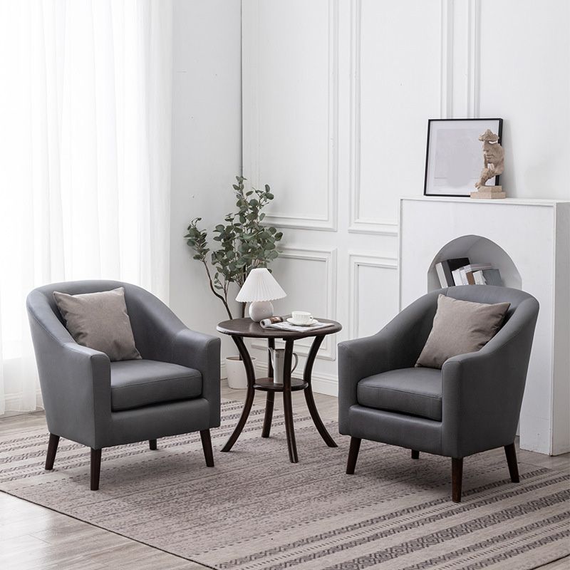 26.77" L * 27.55" W * 32.67" H Bonded Leather Barrel Accent Chair Sloped Arms Barrel Chair