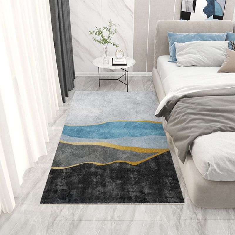 Black Modern Rug Blending Graphic Rug Non-Slip Backing Rug for Home Decoration