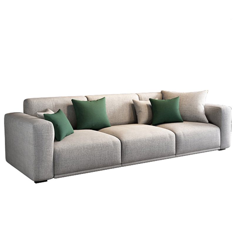 Contemporary Loose Back Seating Pillow Top Arm Beige Sofa for Apartment