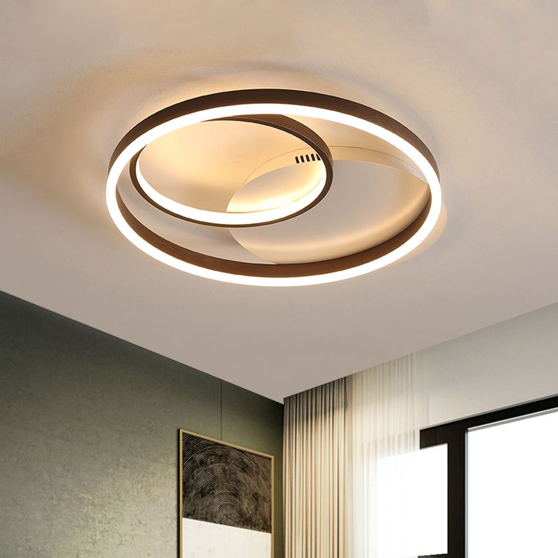 Halo Ring Flush Mount Contemporary Metallic Gold/Coffee LED Ceiling Light Fixture in Warm/White Light, 18/21.5 Inch Width