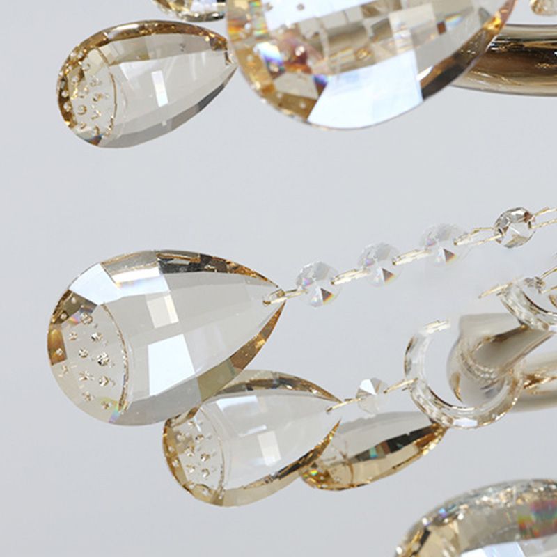 Bell Living Room Chandelier Lamp Traditional Crystal Drop 6/8 Lights Chrome Hanging Ceiling Light