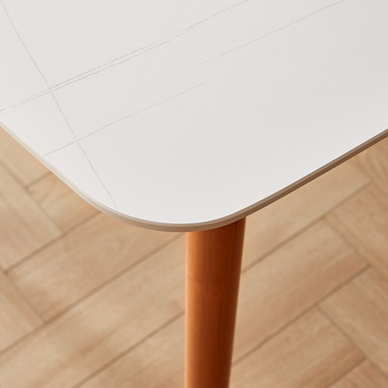 Sintered Stone Top Dining Table Rectangle Table with Wooden Base and 4 Legs