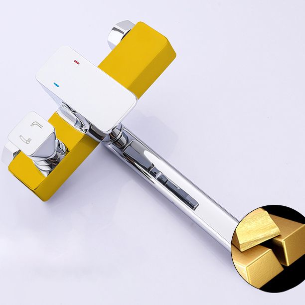 Chrome Polished Bathroom Faucet Wall Mount Swivel Spout with Handheld Shower