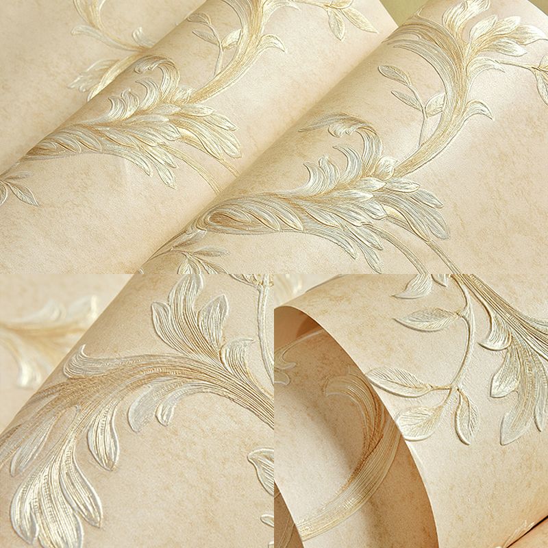 Rural Swirling Leaf Wallpaper for Living Room 57.1-sq ft Wall Covering in Pastel Color