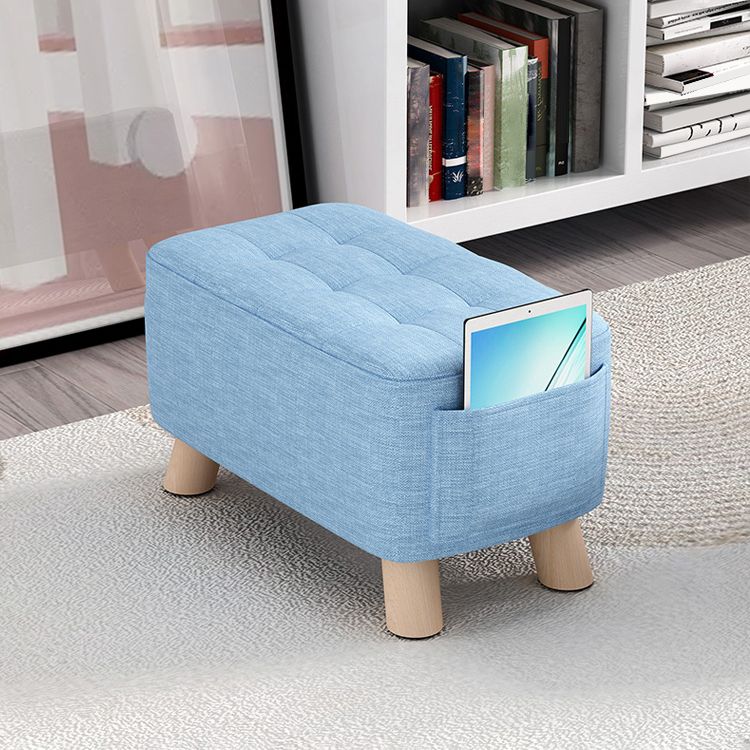 Modern Cotton Storage Pouf Plain Rectangle Tufted Chair Ottoman