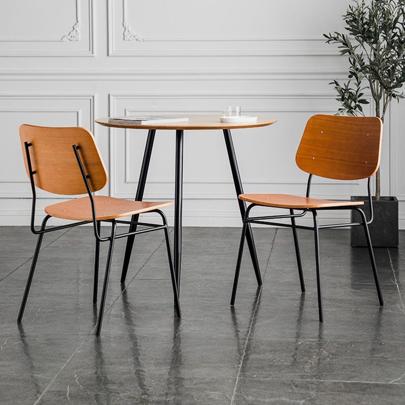 Sillas de comedor sin brazos con respaldo abierto de estilo industrial, sillas de comedor de madera para el hogar