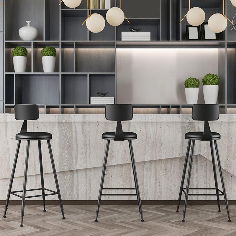 Industrial Style Armless Counter Stool Faux Leather Counter-height Stool