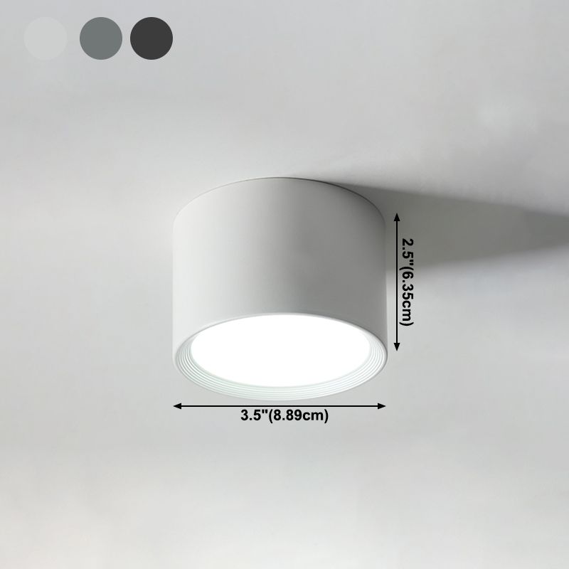 Modern Minimalist LED Flush Mount Iron Cylindrical Ceiling Light with Acrylic Shade