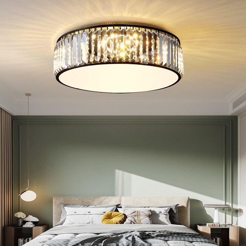 Plafonnier LED circulaire en cristal, plafonnier en fer forgé de Style de luxe moderne pour les espaces intérieurs