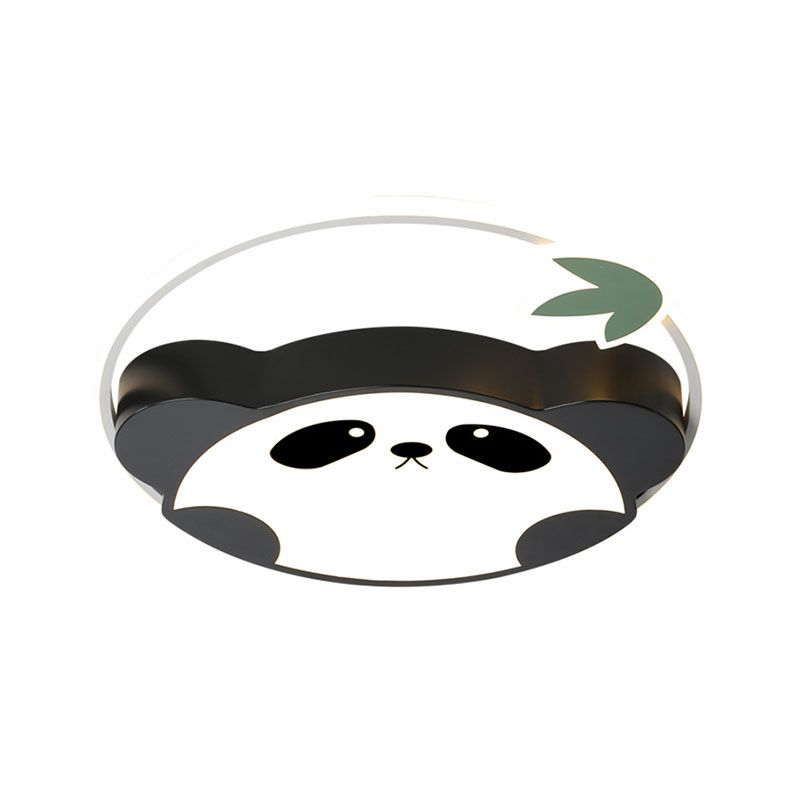 Metal Panda Ceiling Flush Mount Kids LED Black Flushmount Lighting in Warm/White Light for Bedroom, 16"/19.5" Wide