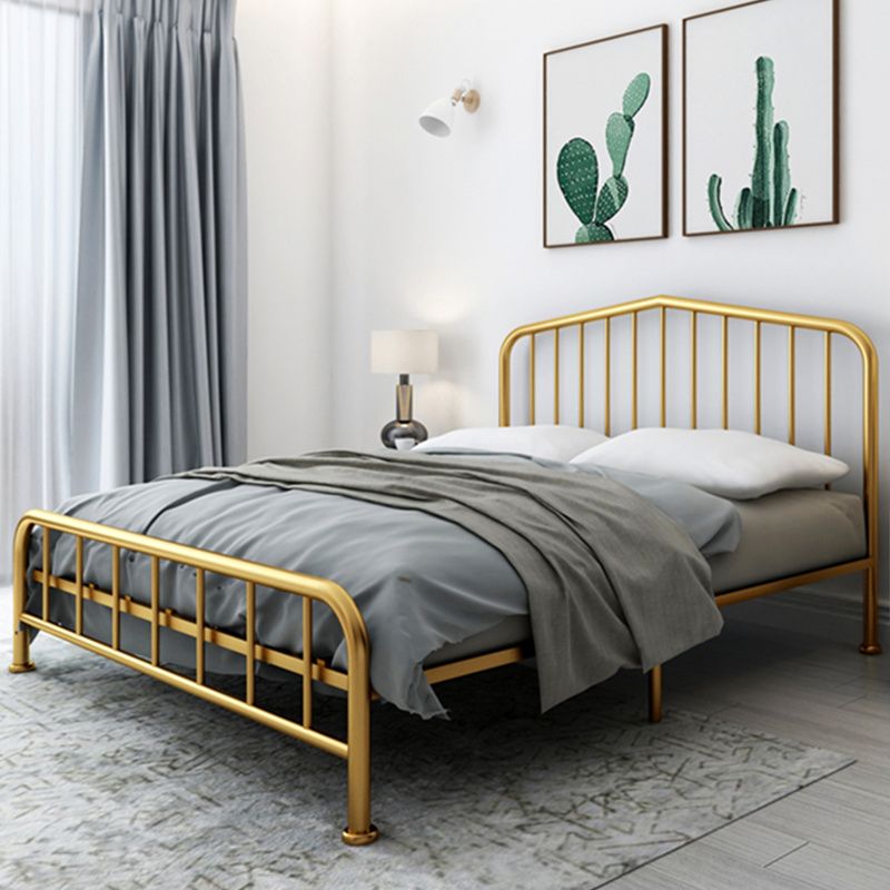 Modern Metal Headboard Bed Arched Open-Frame Bed with Metal Legs