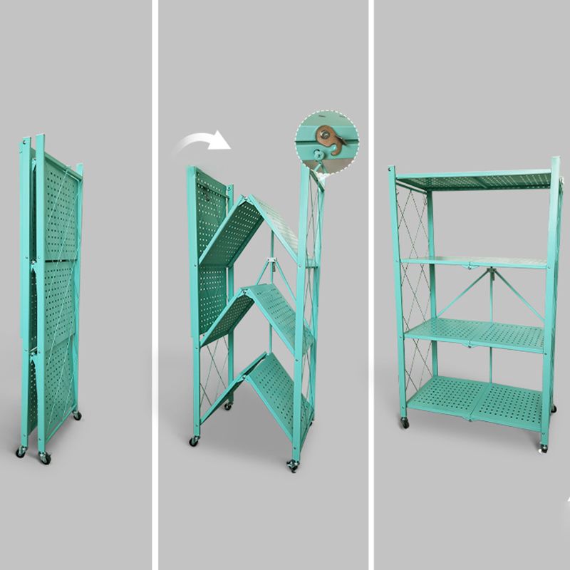 Nordic Foldable Metal Storage Bookshelf Rectangle Movable Open Bookcase