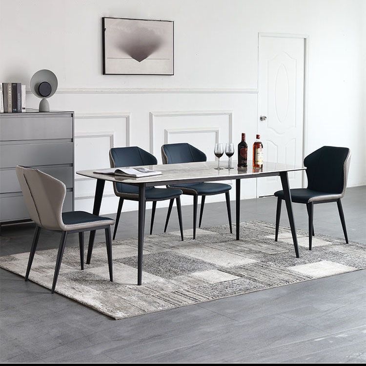Metal Base Table Sintered Stone Top Dining Table for Kitchen
