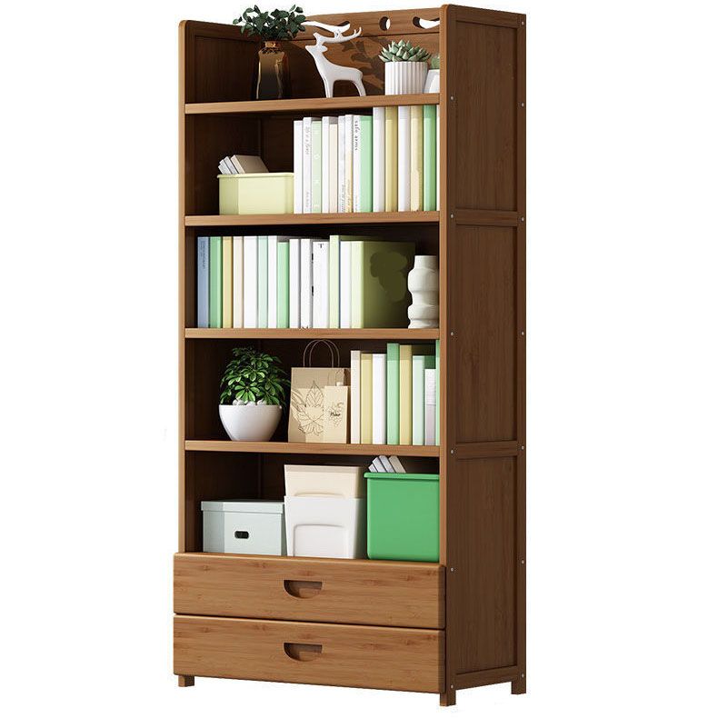 Contemporary Floor Closed Back Bookshelf Bamboo Home Shelf Bookcase