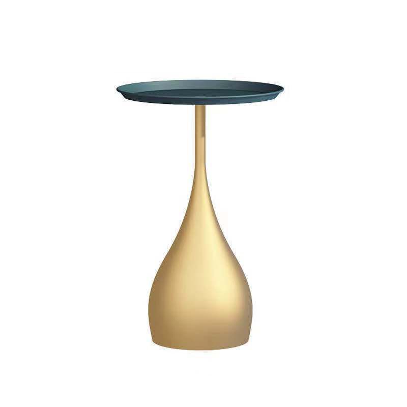 Modern Style Blue/gold/black Metal Base Metal Tray Round Side Table