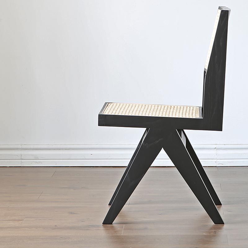 Contemporary Rattan Chair Open Back Dining Side Furniture in Matte Finish for Indoor