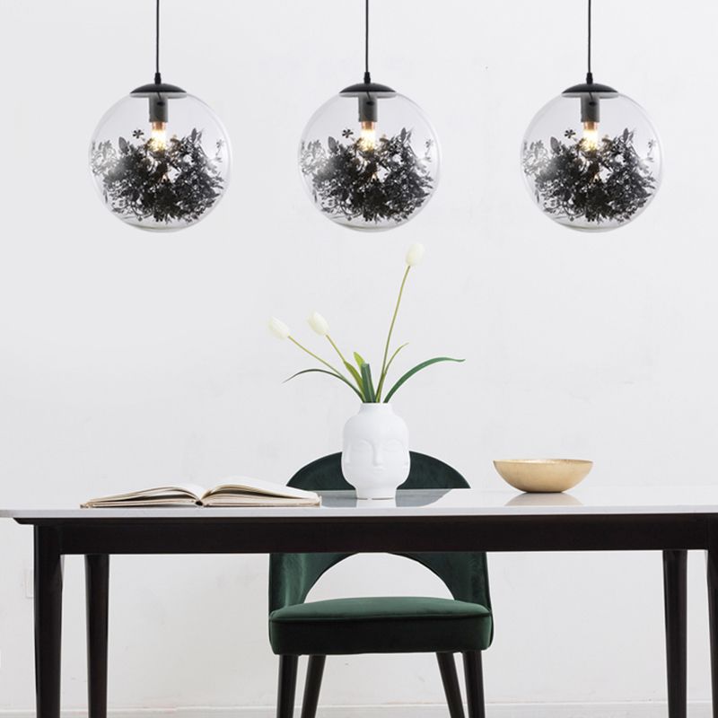1 Light Orb Hanging Ceiling Light Modern Style Glass Hanging Lamp Kit