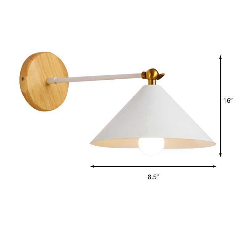 Rotatable White Pyramid Wall Lighting 1 Head Nordic Modern Metallic Sconce Light for Bedroom