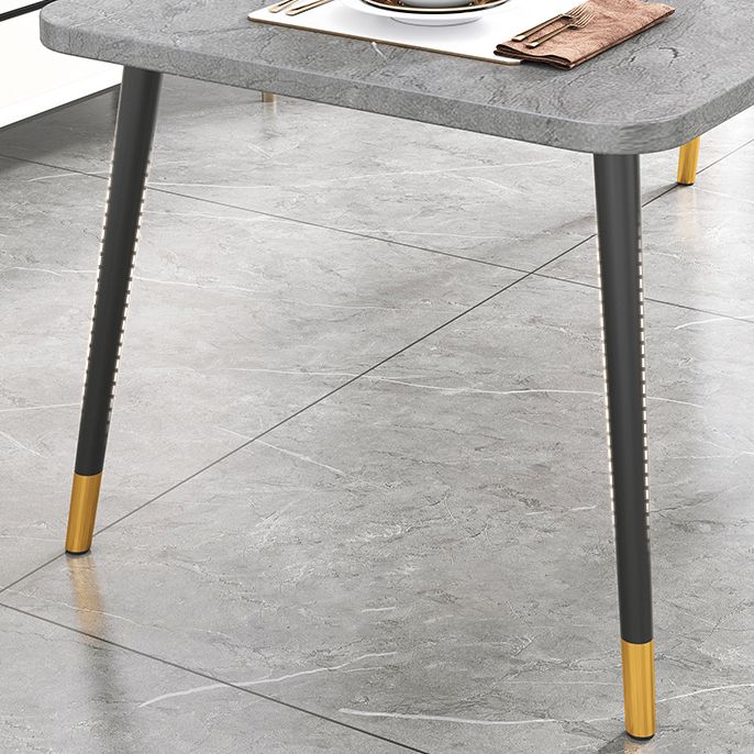 Contemporary Rectangle Shape Kitchen Dining Table Sintered Stone Dining Table with 4 Legs Base