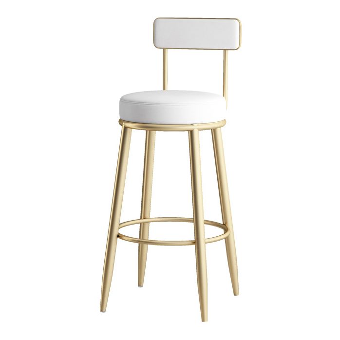 Nordic Style Backrest Counter Stool Iron Cafe Bar Stool with Leather Cushion and Pedal