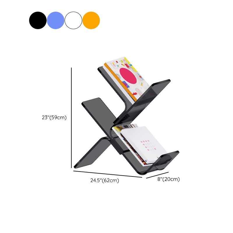 Modern Open Back Standard Bookshelf Acrylic Bookcase with Shelves for Study Room